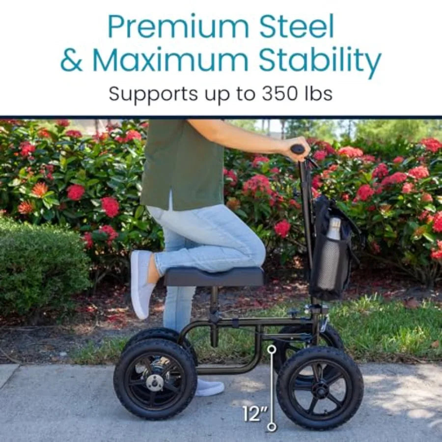 Vive Mobility All Terrain Knee Scooter Walker for Foot Injuries - Adult Broken Leg Crutch Cart Roller for Surgery Broken Foot A