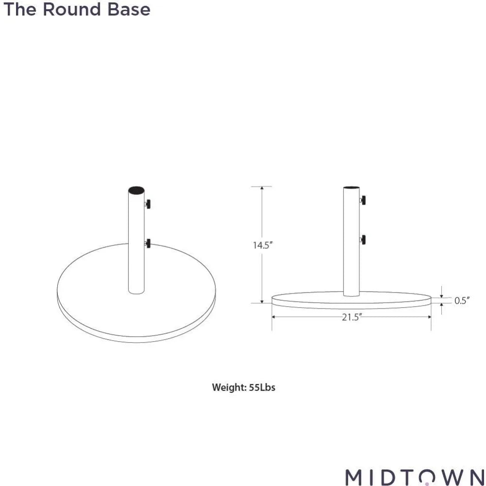 Midtown Umbrellas The Round Base 55lbs for Market and Tilt Patio Outdoor Umbrellas