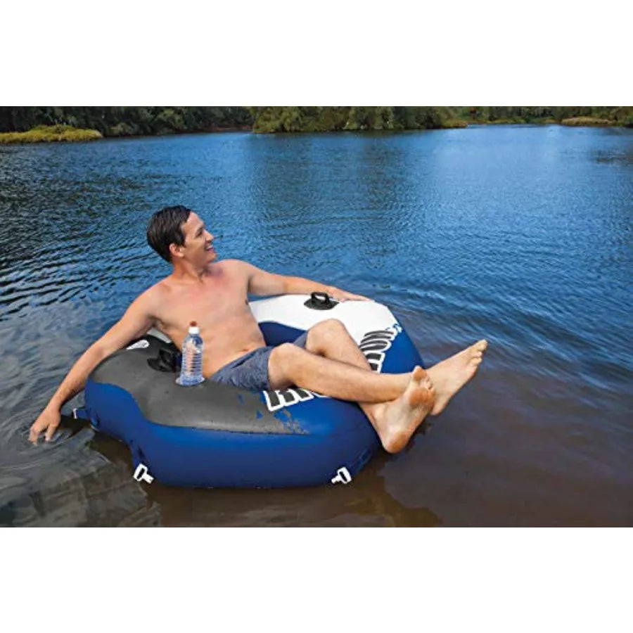 River Run 1 Person Inflatable Tube Raft Float for Lake Pool River 6 Pack Blue Durable UV Resistant Lightweight Portable