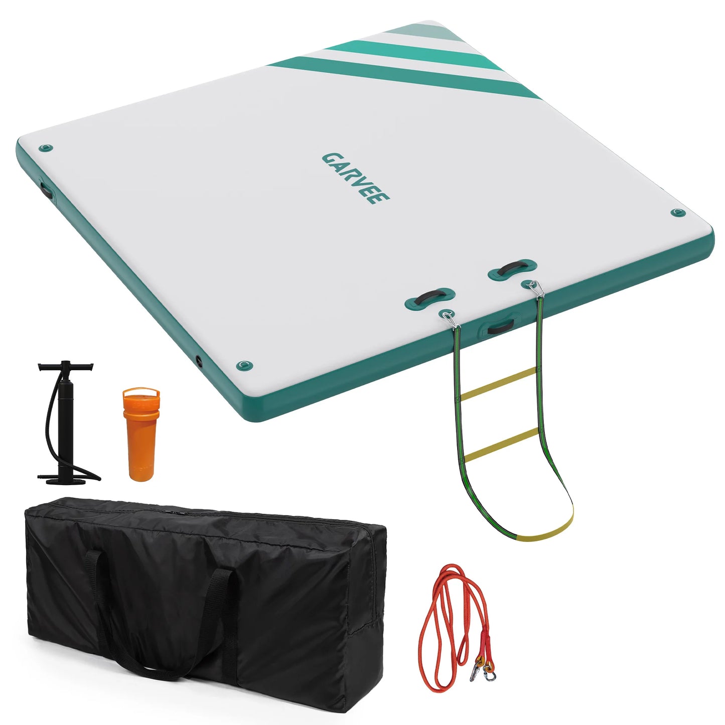 Portable Inflatable Floating Dock Platform Non-Slip Heavy-Duty PVC Water Mat with Carry Bag & Air Pump, Ideal for Lake Pool Beach Fishing Lounging