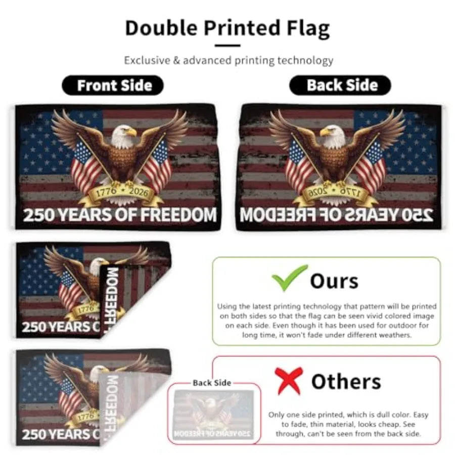 250 Anniversary Flag 3x5 Feet America National Flag Eagle 250 Years of Freedom 1776-2026 250th Birthday Patriotic Signs Hanging