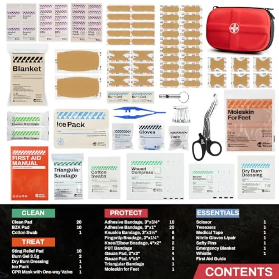 EVA First Aid Kit, Small Waterproof Emergency Hiking First Aid Kit for Backpacking, Medical Kit for Travel, Home, Car, College