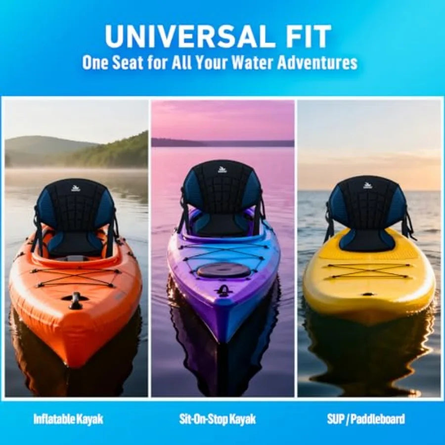Upgraded Kayak Seat with Back Support and Enhanced Side Support, Universal Folding Paddle Board Seat for Inflatable Kayak, Cano