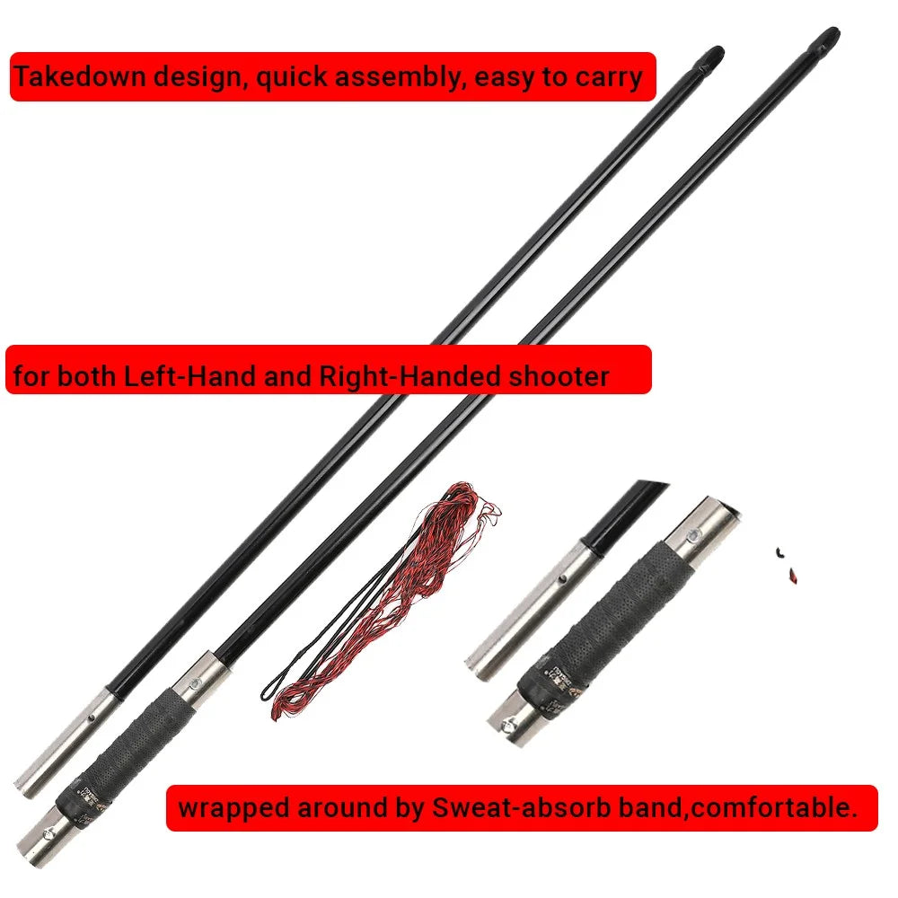 Longbow Arrow Set 64.5" Takedown English Style 60/65lbs RH/LH for Adults Advanced Archery Hunting Shooting Target Practice Outdoor Sports Heavy-Duty Hunting Bow Accessories