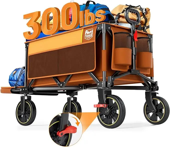 49-inch Extra-long Folding Stroller with Tailgate and Brake, 250-liter Capacity All-terrain Stroller