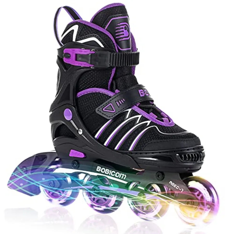 Adjustable Inline Skates with Full Light Up WheelsOutdoor Illuminating Roller Skates for and Adults Girls and Boys Men and Wome