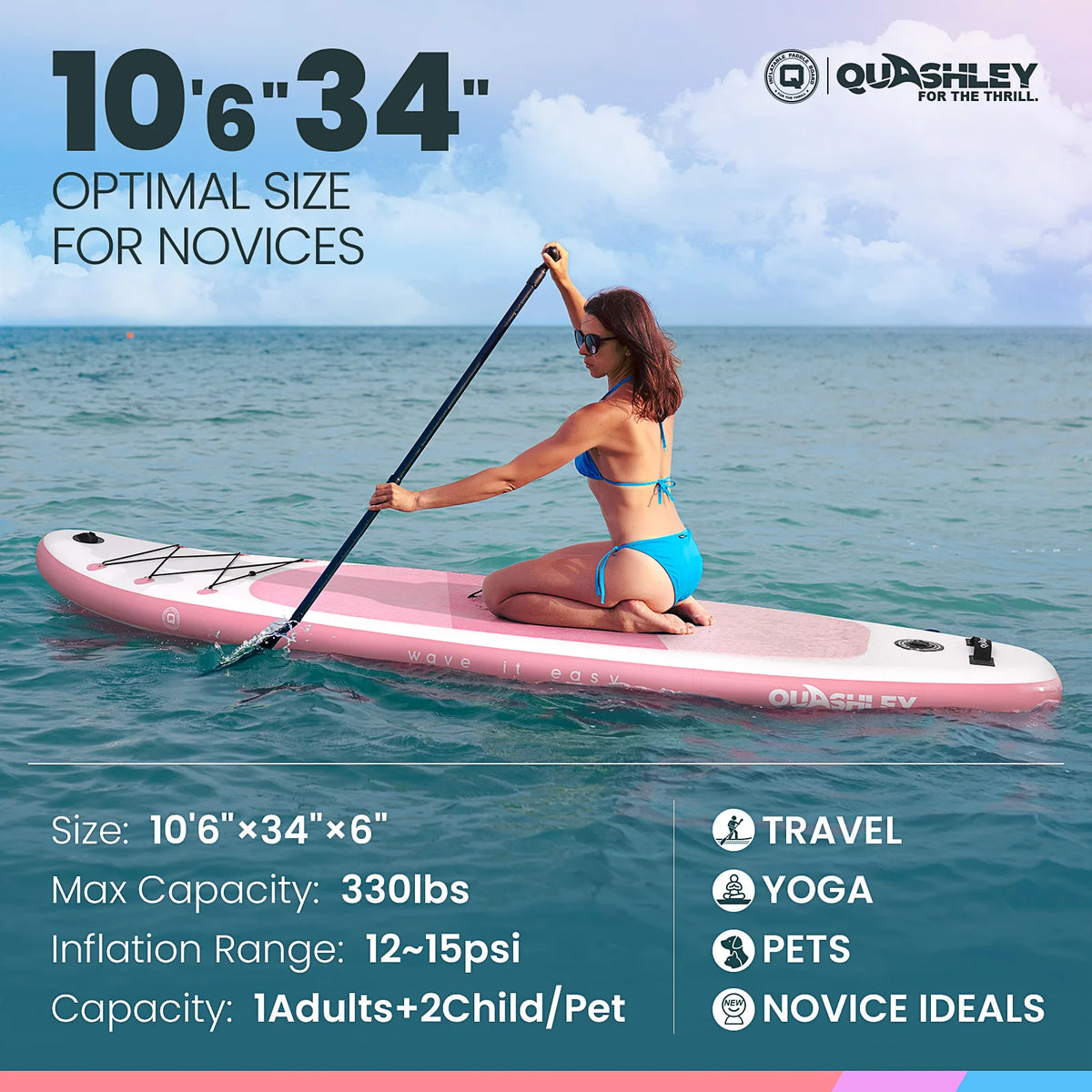 RAYOCON 10FT Inflatable Paddle Board Ultra-Light Stand-Up Paddle Board for All Skill Levels With SUP Accessories