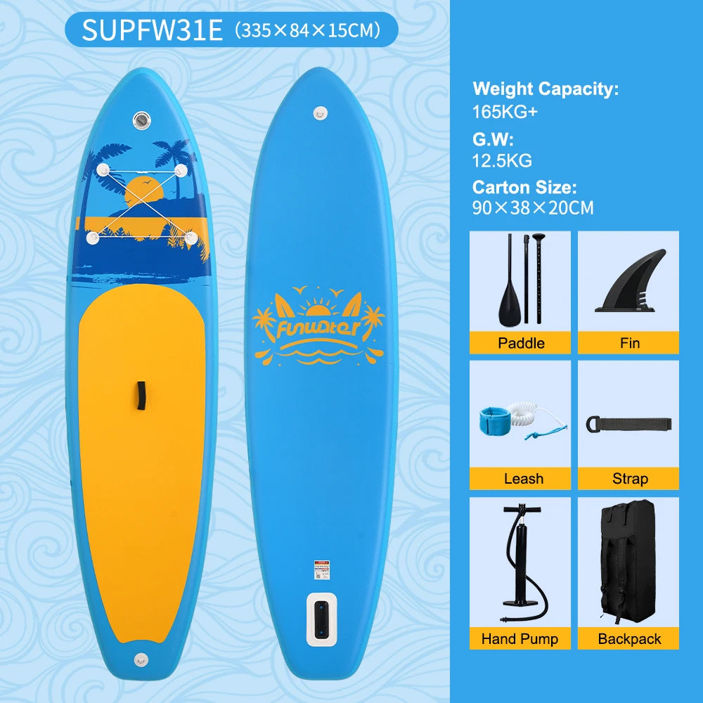 FUNWATER Inflatable Paddle Board Ultra-Light Stand-Up Paddle Board Surfboard for All Skill Levels With SUP Accessories 320-350cm