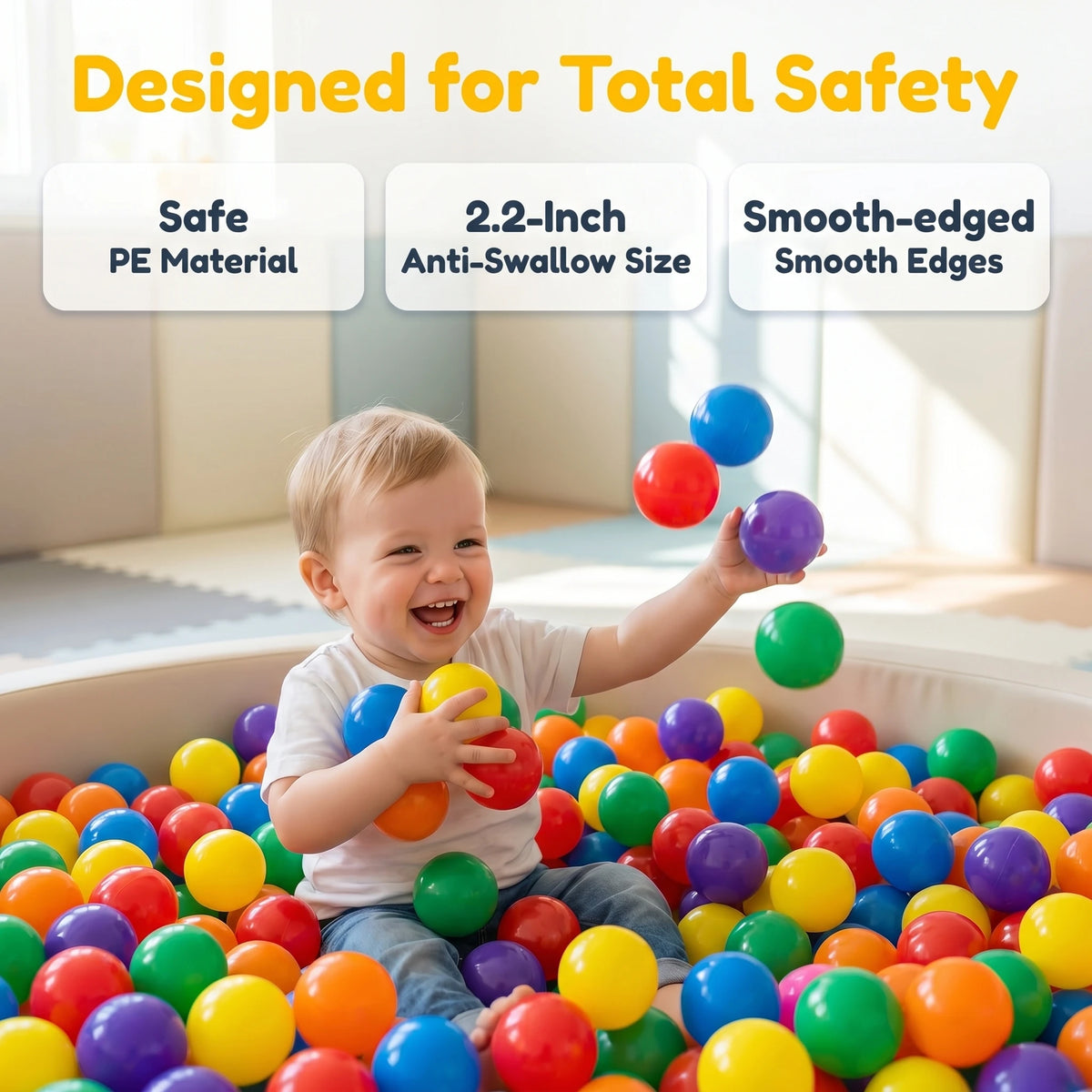 Multicolor Plastic Ball Pit Balls 500/1000/2000 PCS 2.2 Inch Safe Anti‑Choking PE Balls for Kids Bounce House Inflatable Water Pool Play Tent Ball Pit
