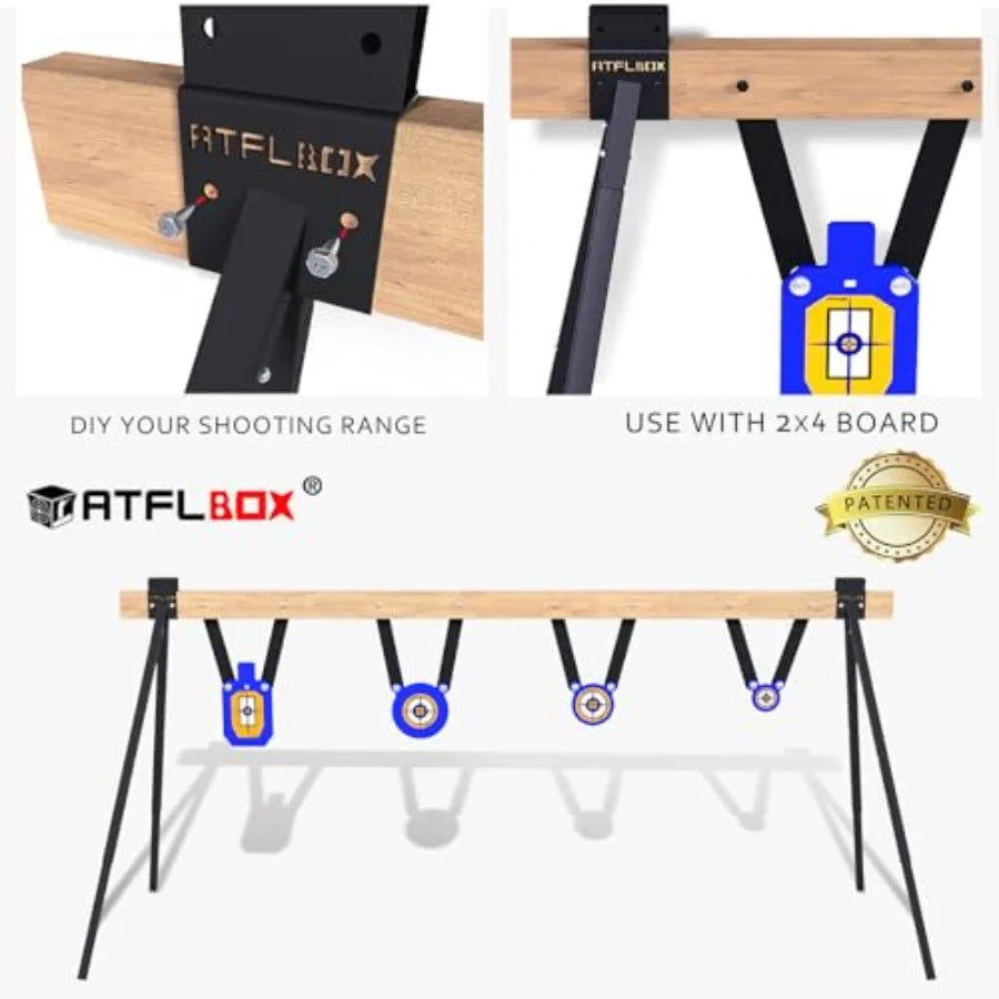 AR500 Steel Target Set for Shooting Stand System with 63 Inch Adjustable Height 3 8'' Thick 7''x12'' Silhouette and 4''