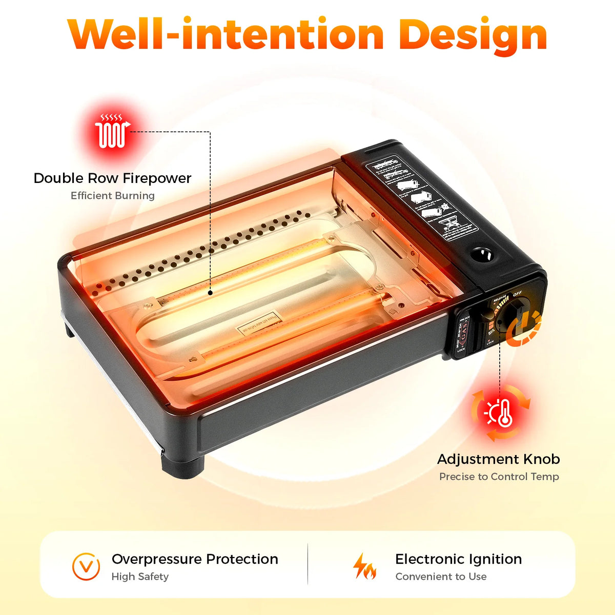 Portable Camping Grill Gas Stove BBQ Grills with Storage Box for Camping Traveling Trekking Travel Accessories 43*28.5*11.5cm