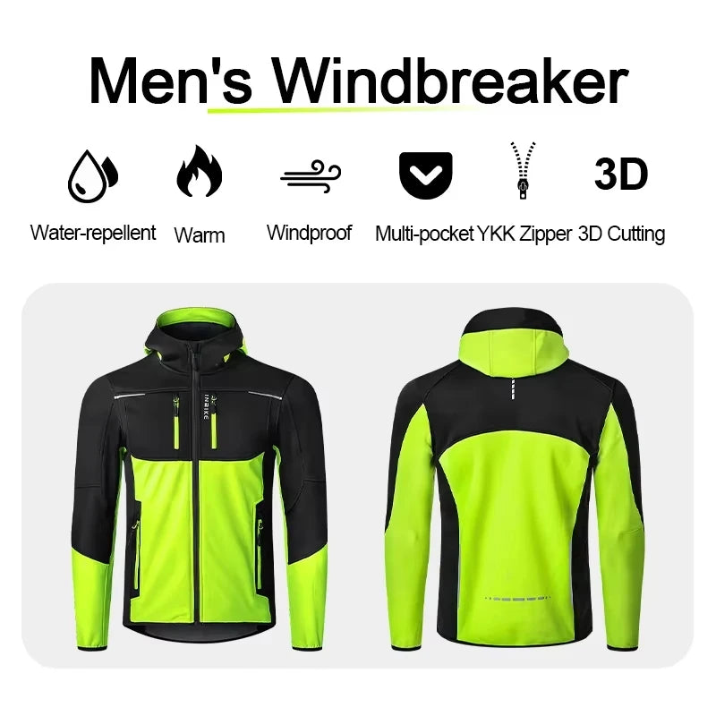 INBIKE Winter Men's Windbreaker Jacket Warm Polar Fleece Cycling Jackets With Pockets Waterproof Bicycle Jacket Clothing For Men