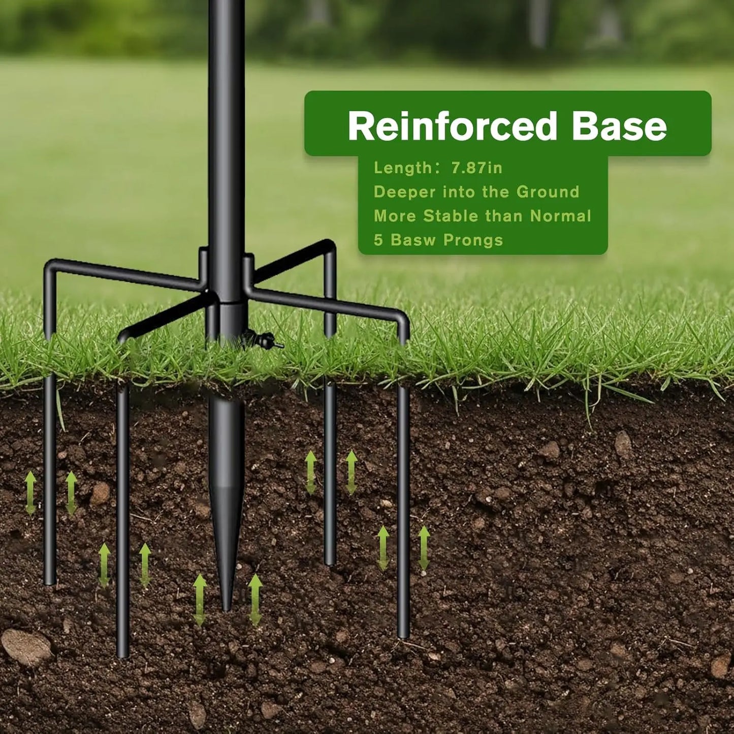 90.55in 6-Hook Bird Feeder Stand with Water Tray, Easy Assembly for Outdoor Gardens (Black)