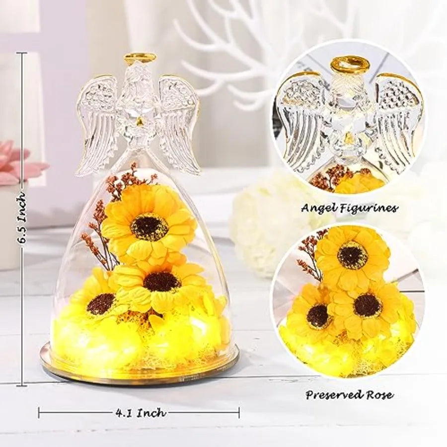 Angel Mothers Day Blessing Gifts Angel Figurines with LED Light Real Gifts for Her Mom Grandma Wife Glass Angel Figurines for V
