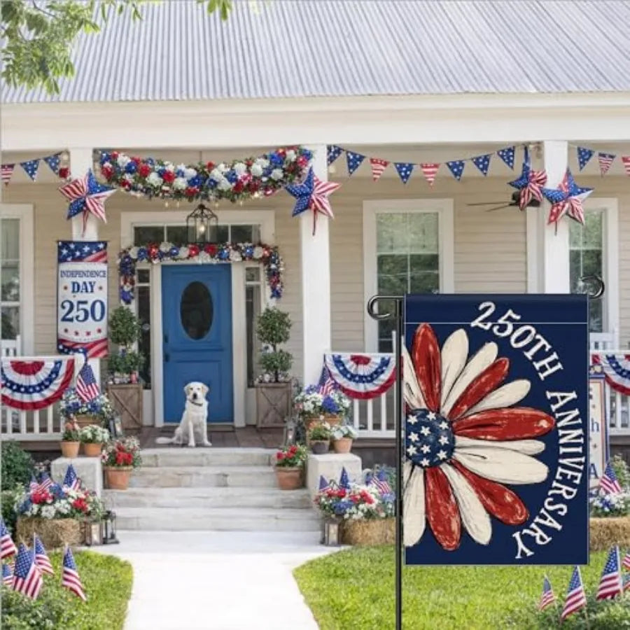 250th Anniversary America Garden Flag, 250 Anniversary USA Flag Patriotic Banner 250 Years of Freedom Yard Sign 4th of July Dou