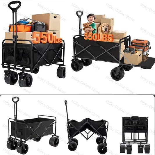 Foldable Portable Picnic Outdoor Camping Cart Heavy Duty Folding Utility Cart Shopping Beach Collapsible Folding Utility Cart