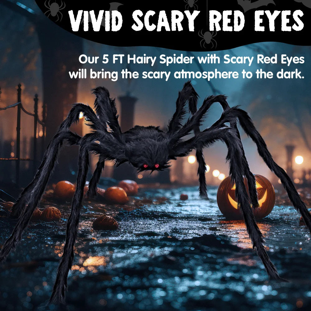 Giant Spider Halloween Outdoor Decorations Scary Large Spider Props for Yard Lawn Halloween Outside Decor and Indoor Party Decor, Black (Standing Height Is 15 Inches)