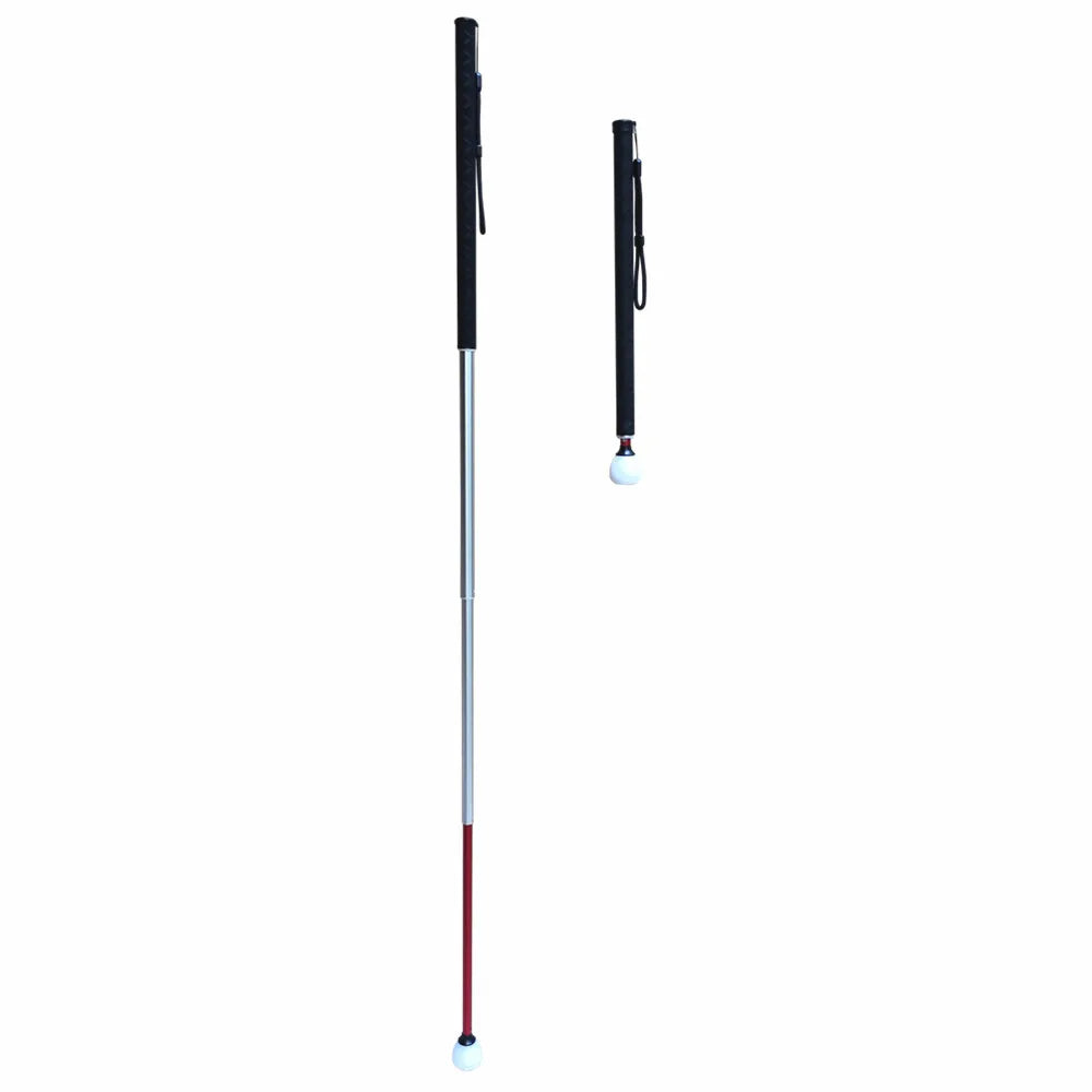 7 Sections Telescopic Aluminum Guide Cane Portable Walking Stick for the Blind Length 150cm 59 inches