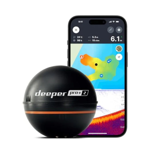 Portable fish finder for kayaks, boats, ice fishing; sonar GPS enabled; black; castable design with free user-friendly app