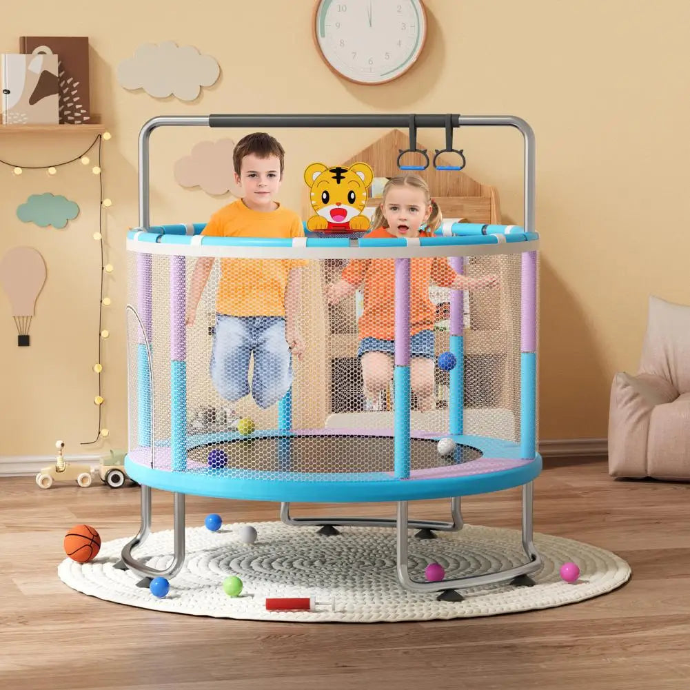 5FT Kids Trampoline Adjustable Baby Toddler Trampoline 440lbs Indoor Outdoor Toddler Trampoline with Enclosure Net