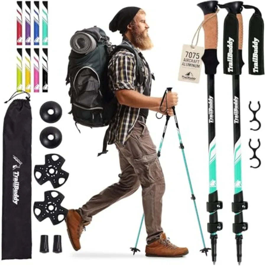 Trekking Poles Lightweight 7075 Aluminum Hiking Poles for Women, Men and Seniors Walking Sticks for Travel, Trails and Balance