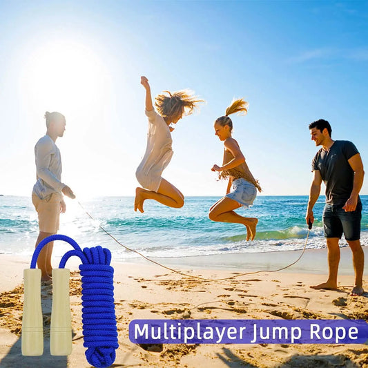 Adjustable Double Dutch Skipping Rope with Wooden Handle for Team Jumping, Outdoor Fun, School Sport, Party Game
