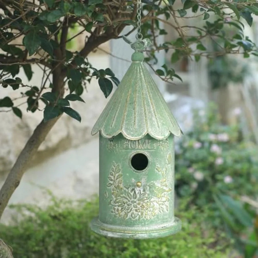 Metal Hanging Birdhouses for Outdoors Bird Houses for Outside Unique Bird Nest for bird Wren Chickadee Sparrow Bird Nest Box fo