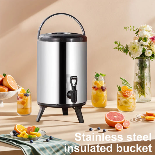 Milk Tea Barrel Drink Bucket Stainless Steel Insulated Beverage Dispenser with Faucet for Thermal Insulation Milk Tea Juice Beer