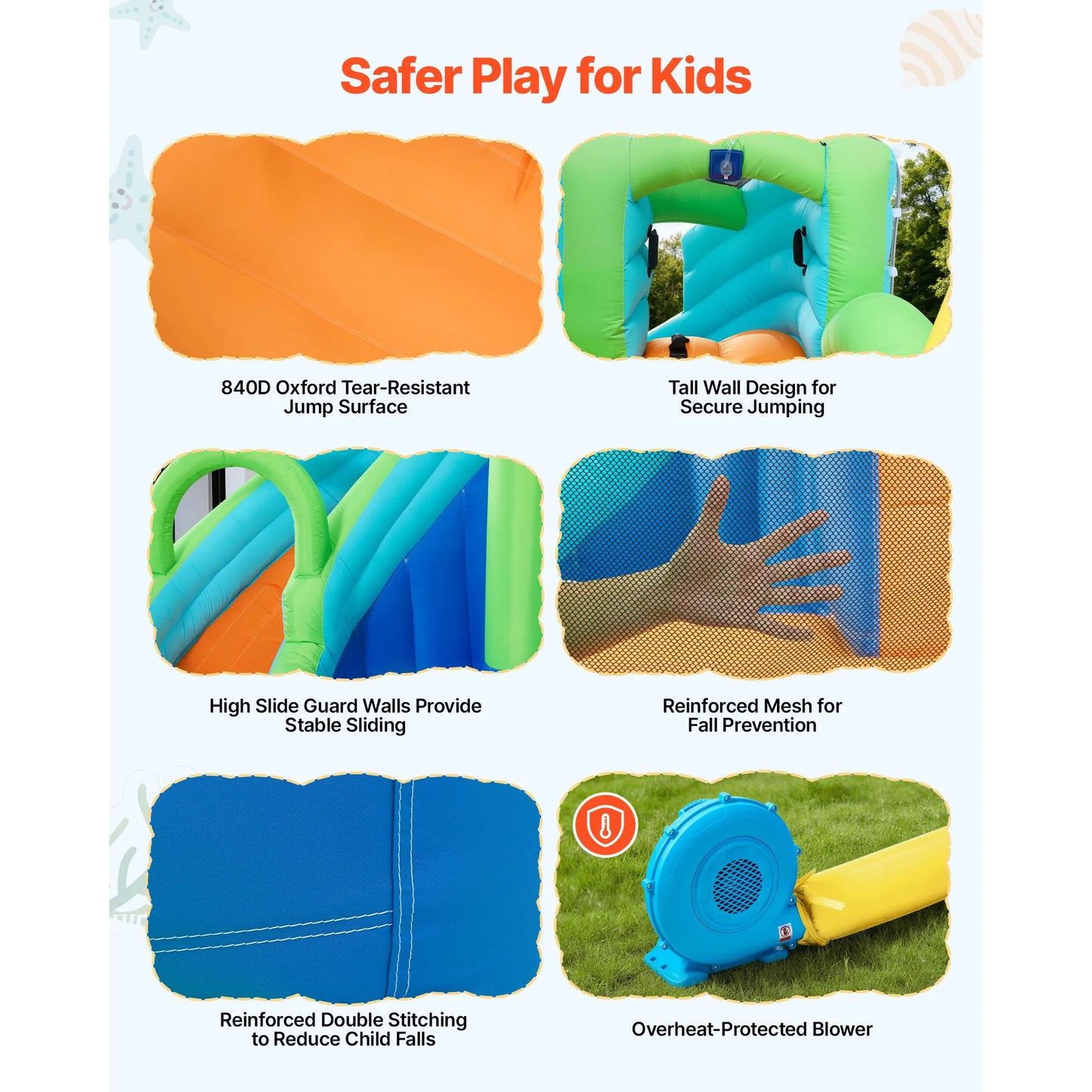 SucceBuy Inflatable Bounce House 11.3 x 12.3 x 7.0 ft Inflatable Bounce House Water Slide Bouncer Castle with Castle Bounces