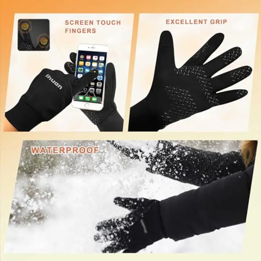 Winter Waterproof Gloves for Men Women Warm Running Cycling Snow Ski Gloves for Cold Weather, Thermal Windproof Material and To