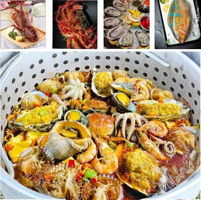 100 Qt Turkey Deep Fryer Pot, Aluminum Seafood Boil Pot with/Strainer & Burner Set Crawfish Boiler, 110000 BTU Propane Stove Burner with Stock Pot, Basket Lid, Outdoor Cooking Shrimp Crab Boiler