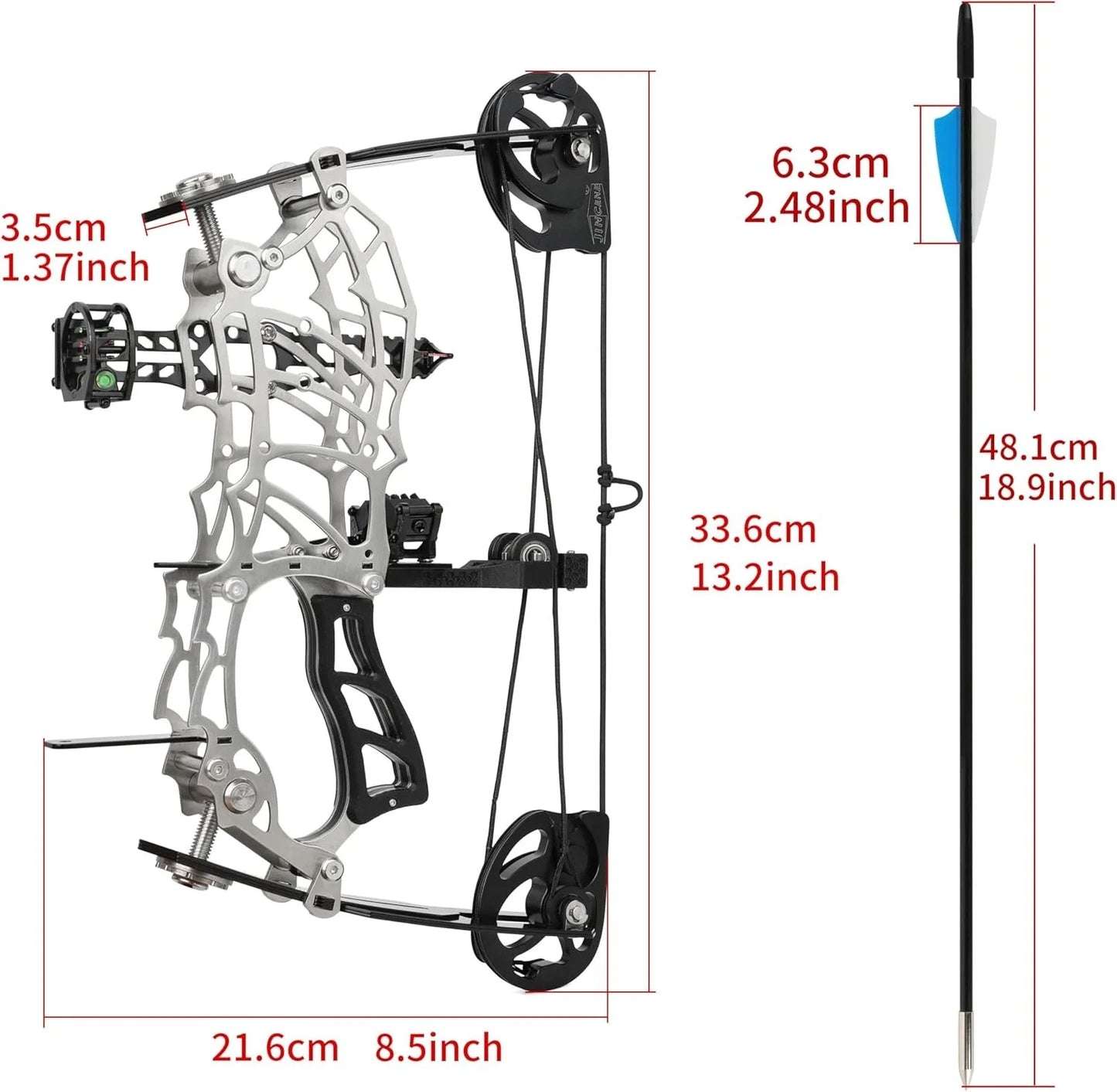 Archery Compound Bow 15-32lbs Adjustable for Beginners Right Hand Carbon Fiber Grip Arrows Youth Target Practice Archery Set