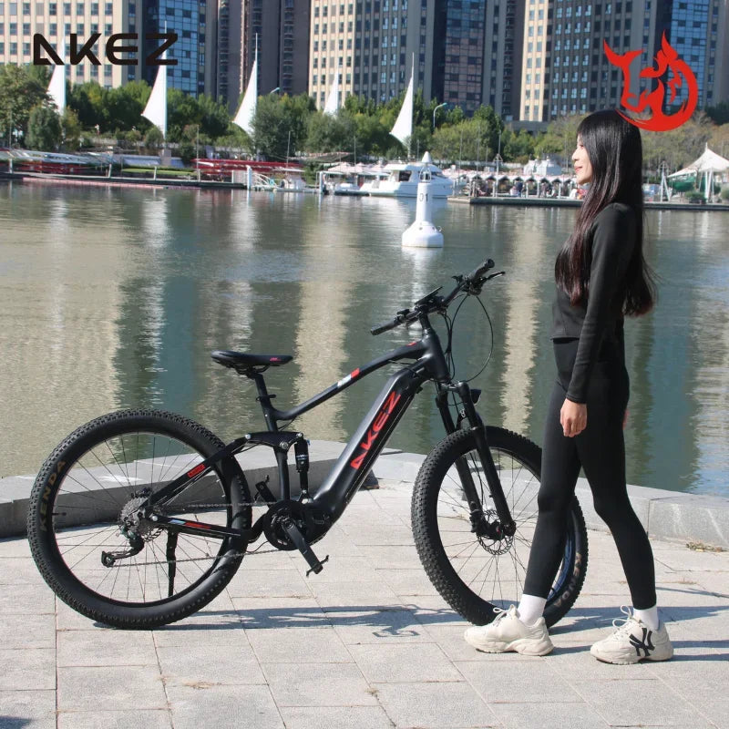 US Stock AKEZ 27.5" Electric Bike, 48V 500W Bafang Motor, 13Ah Lithium Battery, Powerful E-Bike for Adults