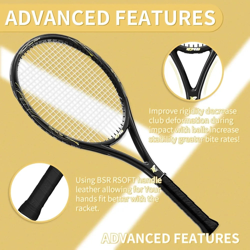 Tennis Rackets - Super Value Set with Pre-Strung, Comfortable Handle, 27'' Tennis Racquet for Beginner, Includes 4