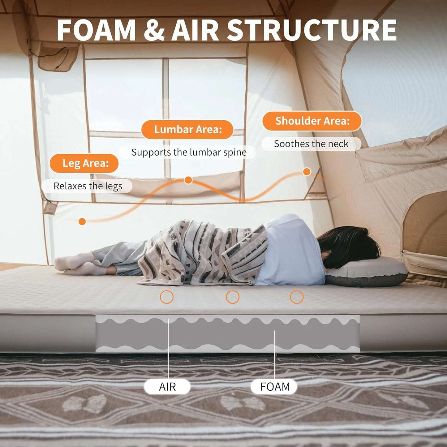 Naturehike C12 Inflatable Bed Ultralight Portable Self-inflating Mat 2 Person Outdoor Travel Self Inflating Sleeping Pad Air Mat