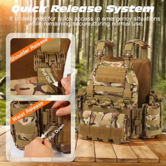 Quick Release Tactical Vest Adjustable Lightweight Breathable Weighted Vest for Training Outdoor Activities 1000D CP