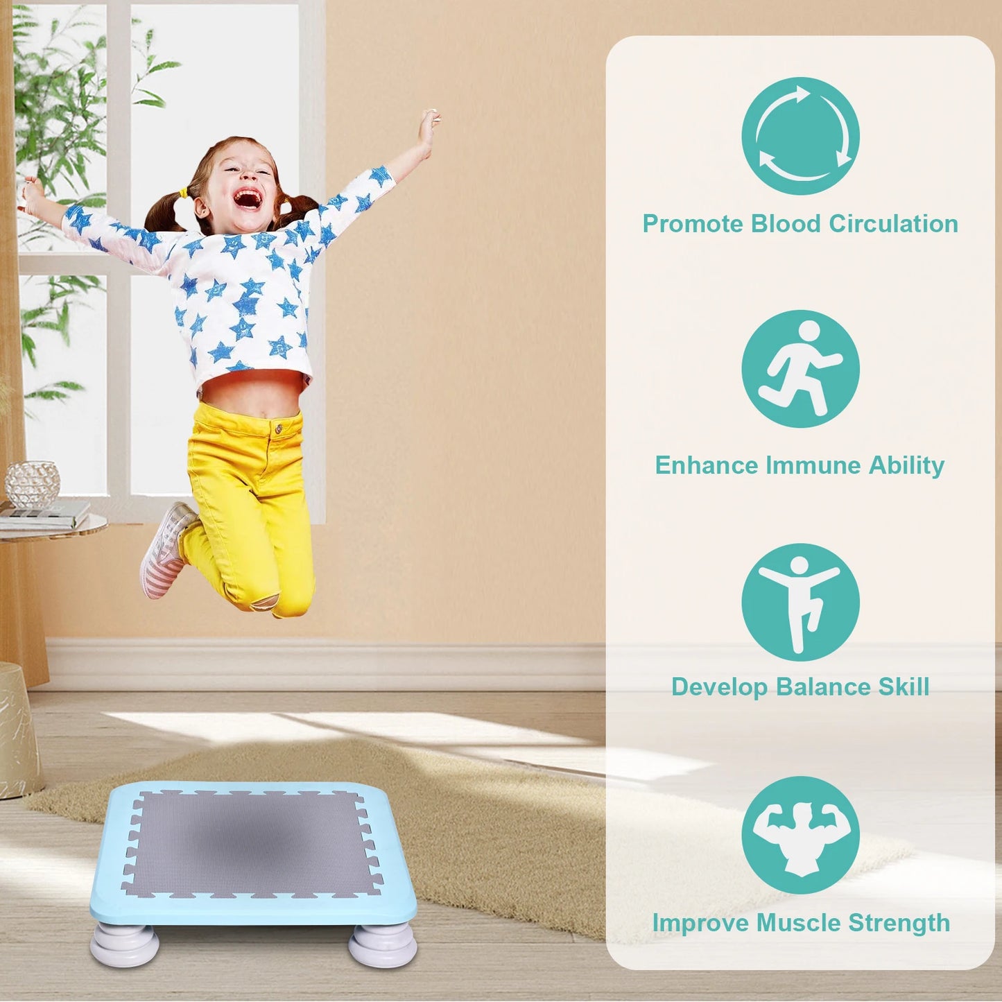 Toddler Trampoline Recreational Rebounder Indoor Fitness Toy Backyard Trampoline, Stable Bouncing Bed, Jump Sensory Training