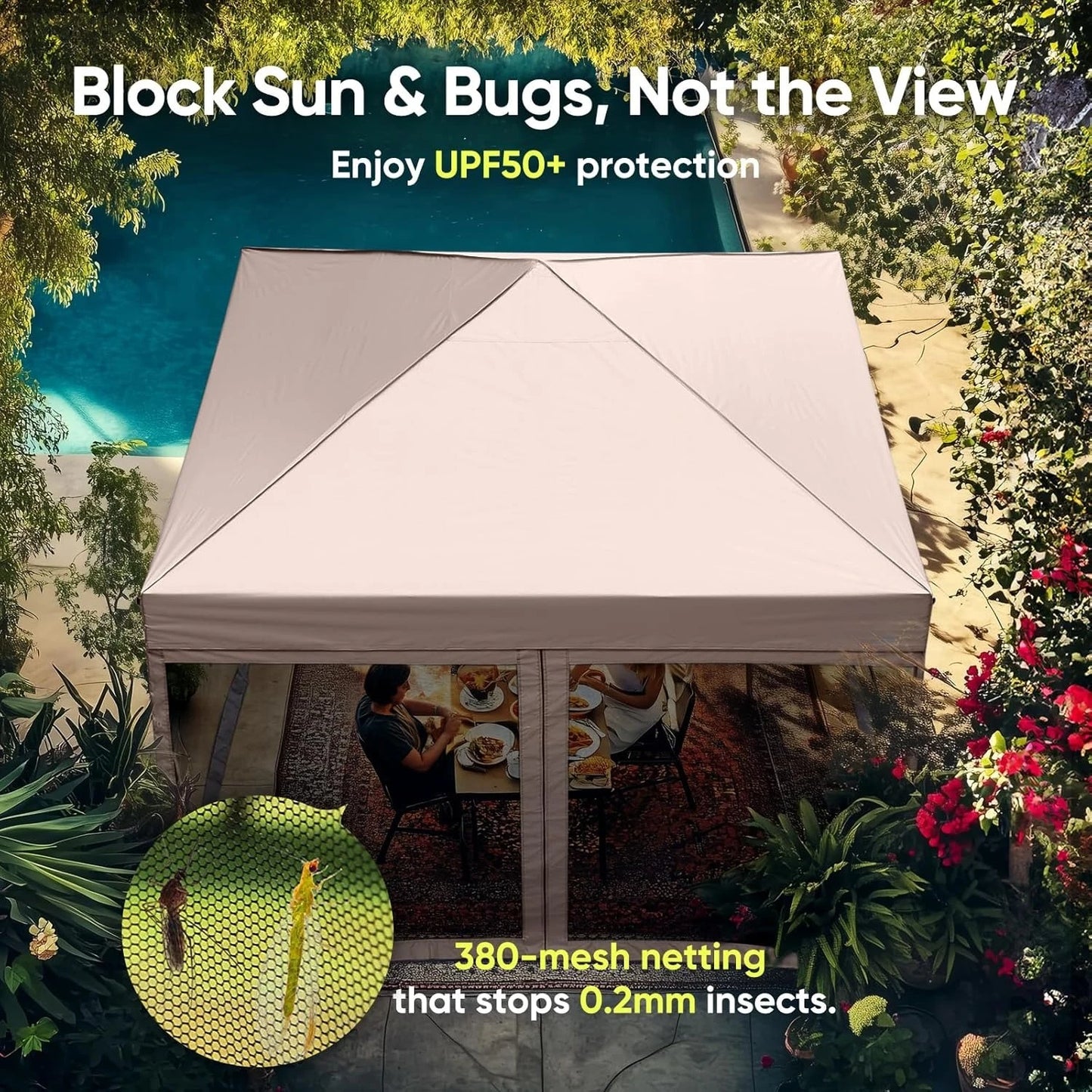 8'x8' Pop up Screened Canopy Tent with Mosquito Netting, Portable Easy up Outdoor Screen House Shelter for Patio, Customized