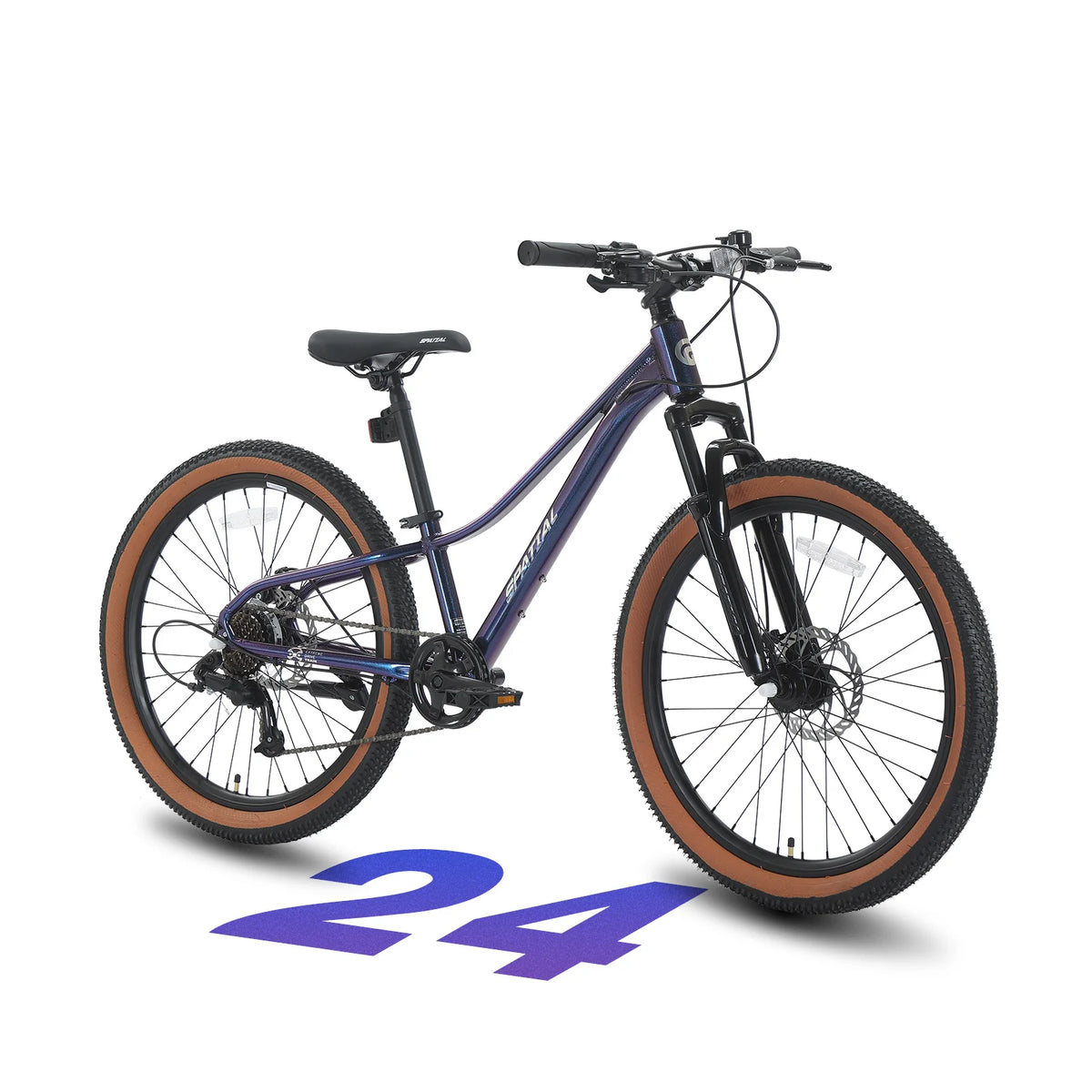 SPATIAL MT24FS2.0 24 Inch Mountain Bike, 7-Speed Hardtail MTB, Off‑Road Bicycle for Teenagers and Adults, Lightweight Aluminum Frame, Suspension Fork, Front & Rear Disc Brakes