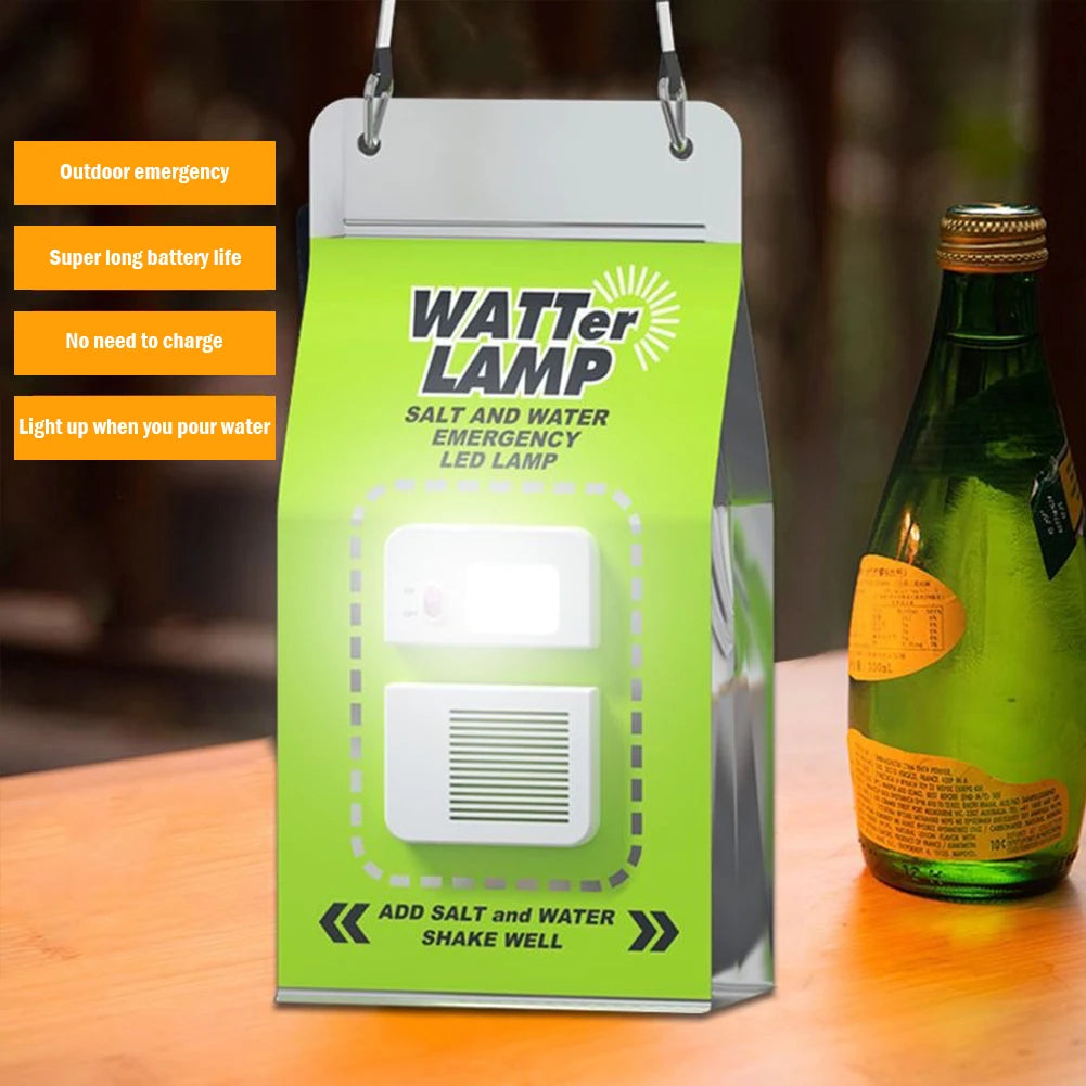 LED Outdoor Camping Lamp Reusable Portable Salt Water Emergency Lamp Travel Supplies for Night Fishing Equipment