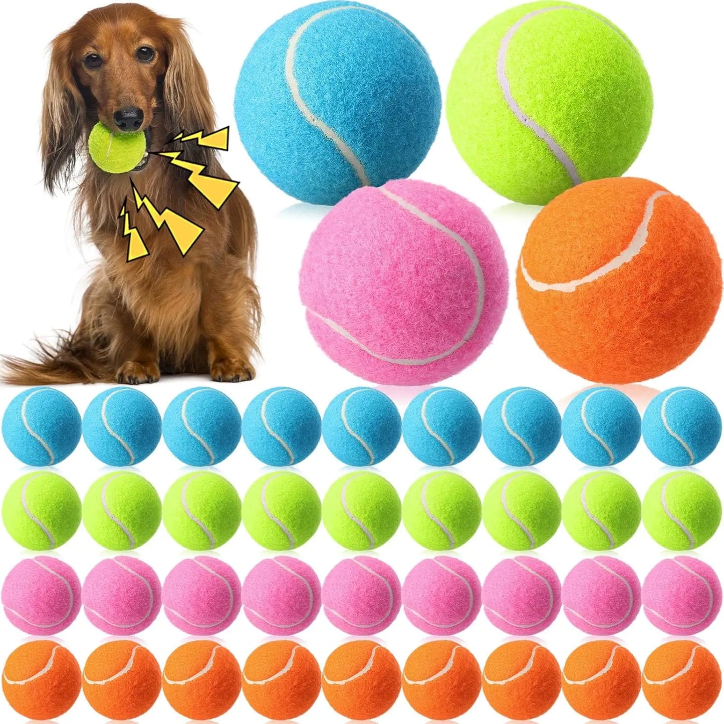 40 Pcs 2.5 Inch Squeaky Tennis Balls for Dogs, Bouncy Floatable Interactive Fetch Toys Indoor Outdoor Play