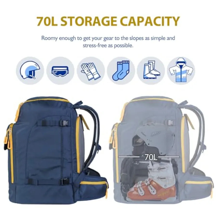 Ski Boot Bag Backpack for Helmet/ Goggles Gloves Skis Snowboard and Accessories