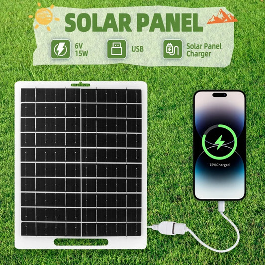 Solar Panel 30W With USB Waterproof Outdoor Hiking And Camping Portable Battery Mobile Phone Charging Bank Charging Panel 6V
