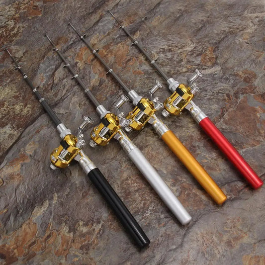 Fishing Rod Reel Combo Set Mini Telescopic Pocket Pen Fishing Rod Pole Fish Rod+Reel Pen Fishing Pole Kit Fishing Tool