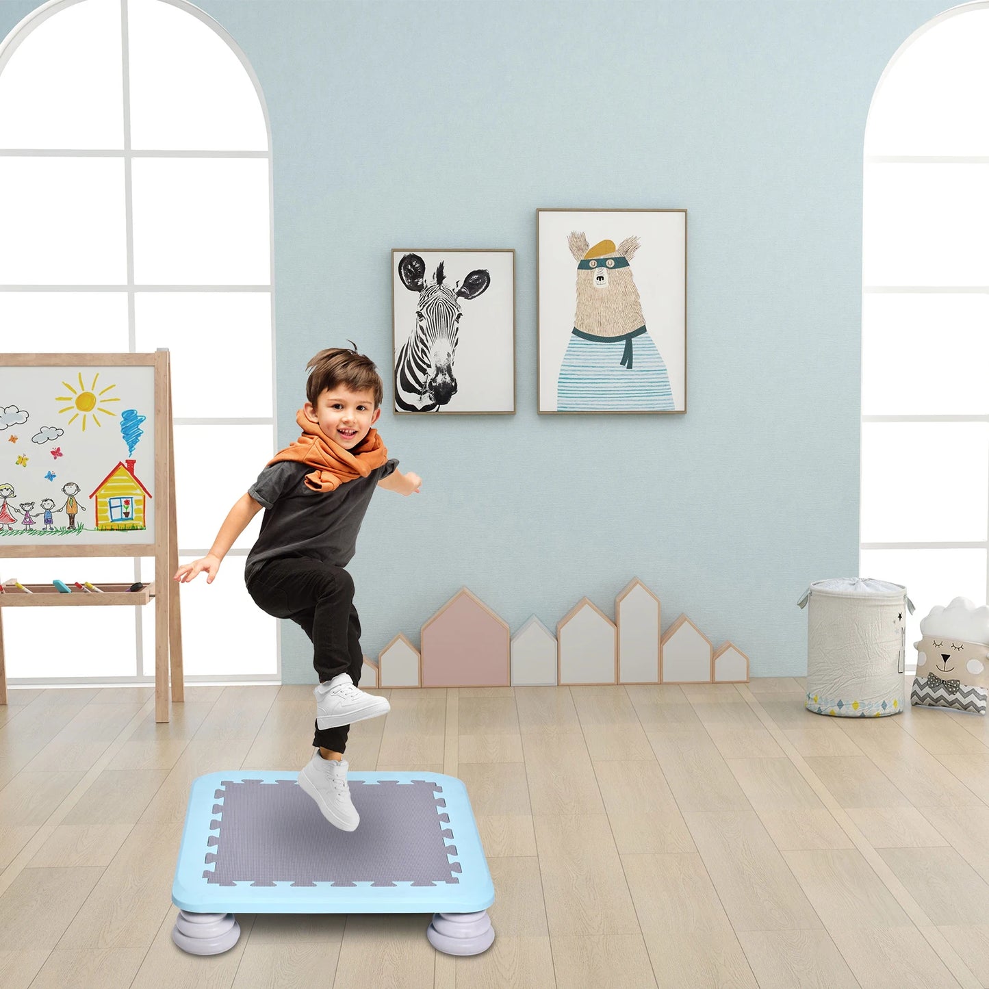 Toddler Trampoline Recreational Rebounder Indoor Fitness Toy Backyard Trampoline, Stable Bouncing Bed, Jump Sensory Training
