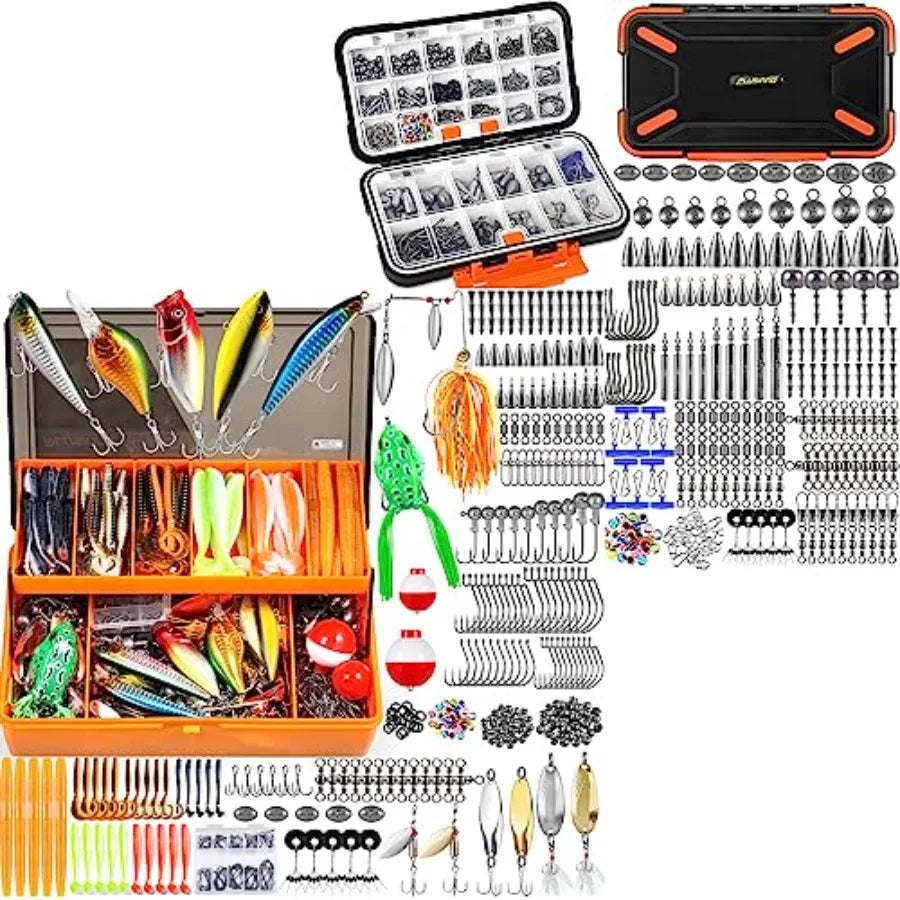 397pcs Fishing Accessories Kit and 404 PCS Fishing Lures Upgrade XL Fishing Tackle Box with Tackle Included