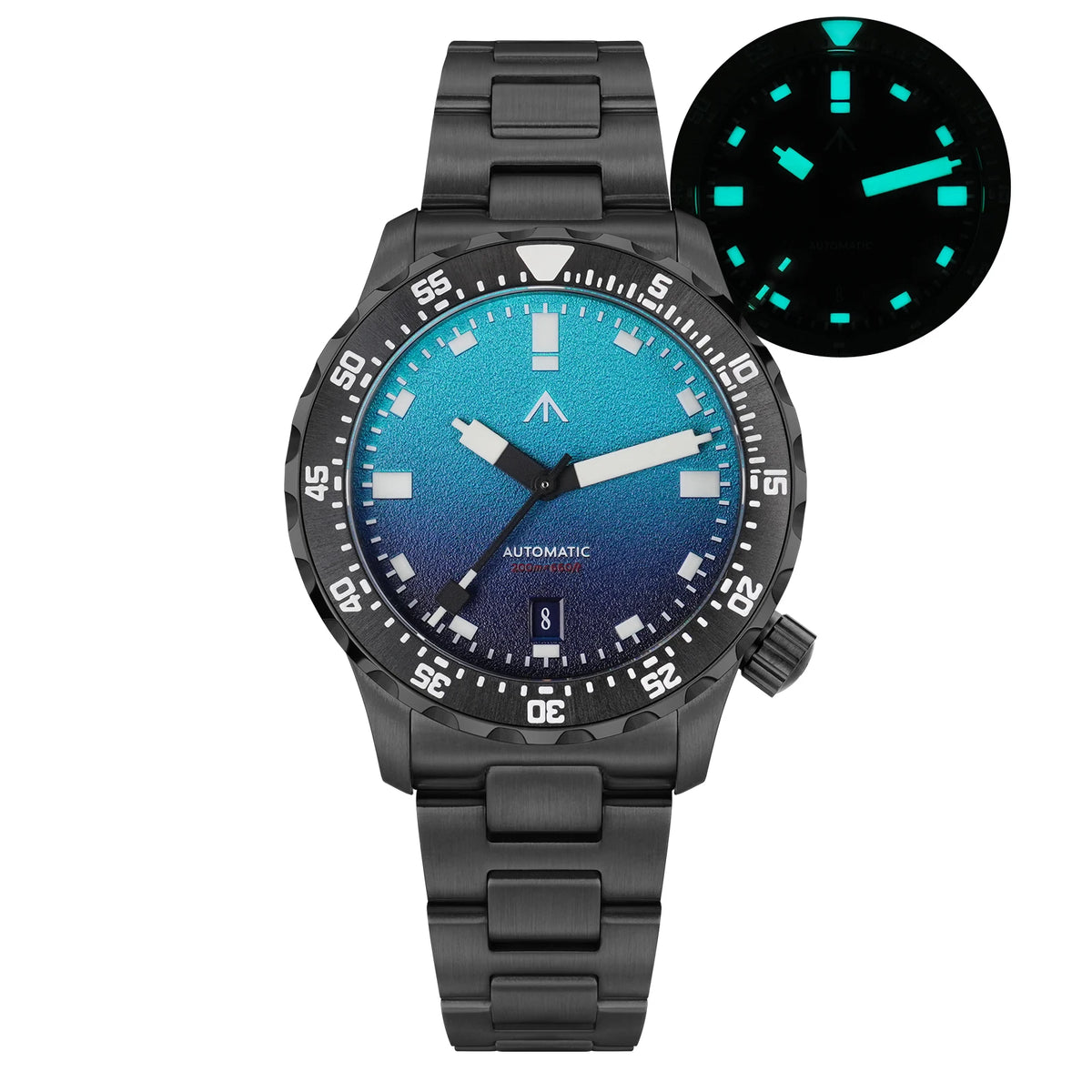MILITADO ML20 Automatic Diver Watch 39mm PT5000 Mechanical Sapphire 200m Waterproof PVD BGW9 Lume Steel Bracelet Mens Watchs