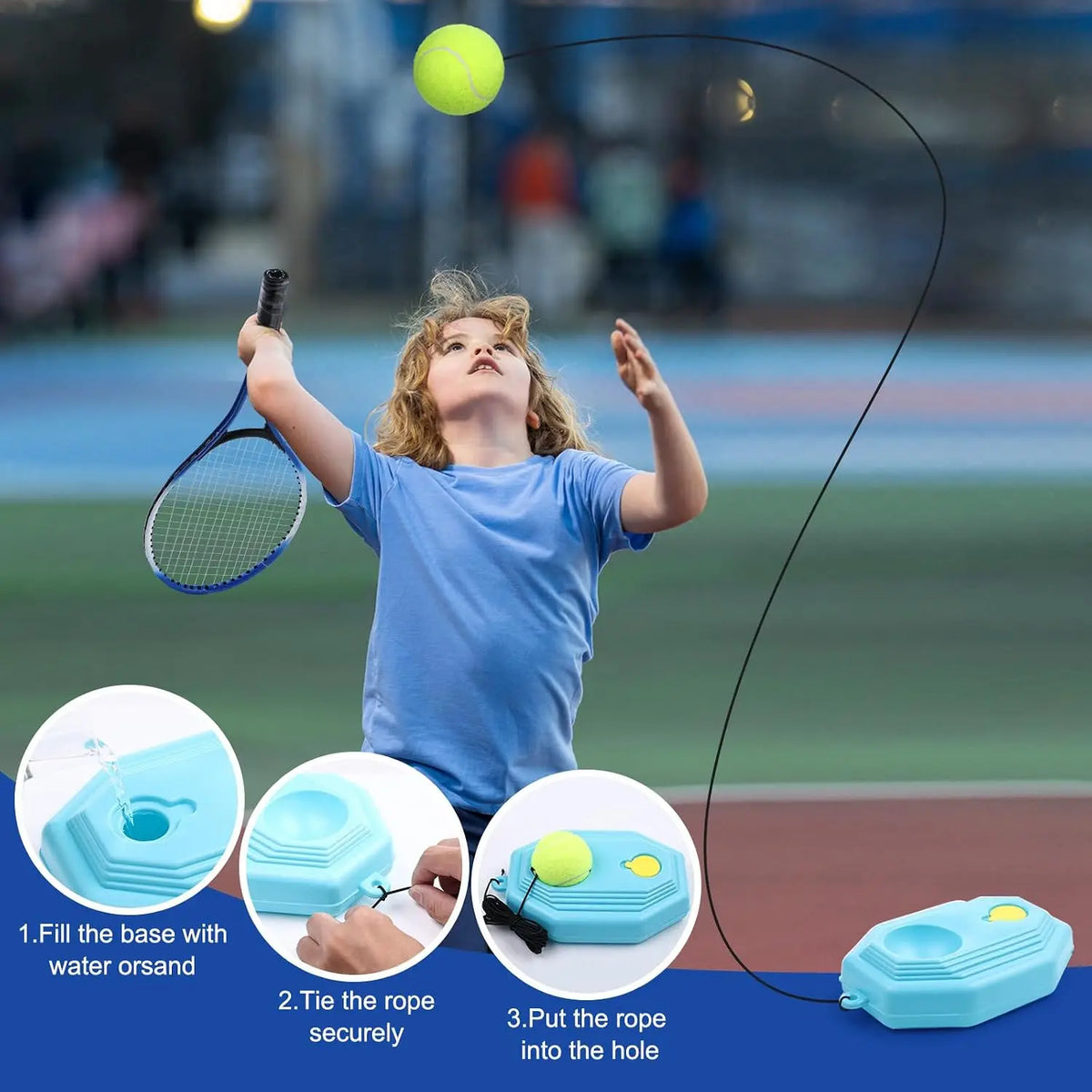 7-in-1 Kids Tennis Racket Set - 2 Lightweight 19" Rackets, Trainer, Rebound Balls & Bag for Beginners
