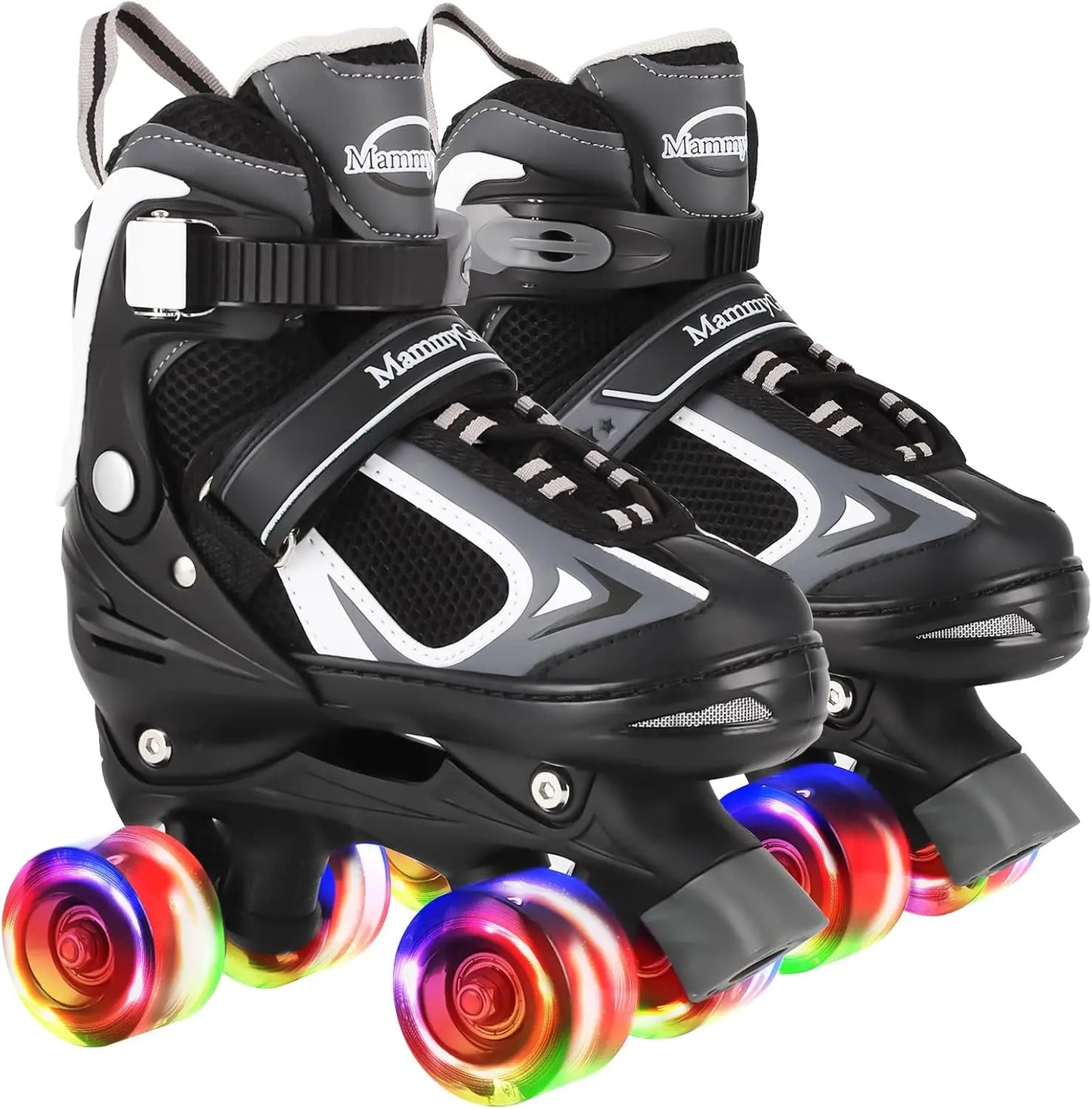Adjustable Kids Roller Skates with Light-Up Wheels, 4 Sizes for Boys Girls Beginners Indoor Outdoor Fun