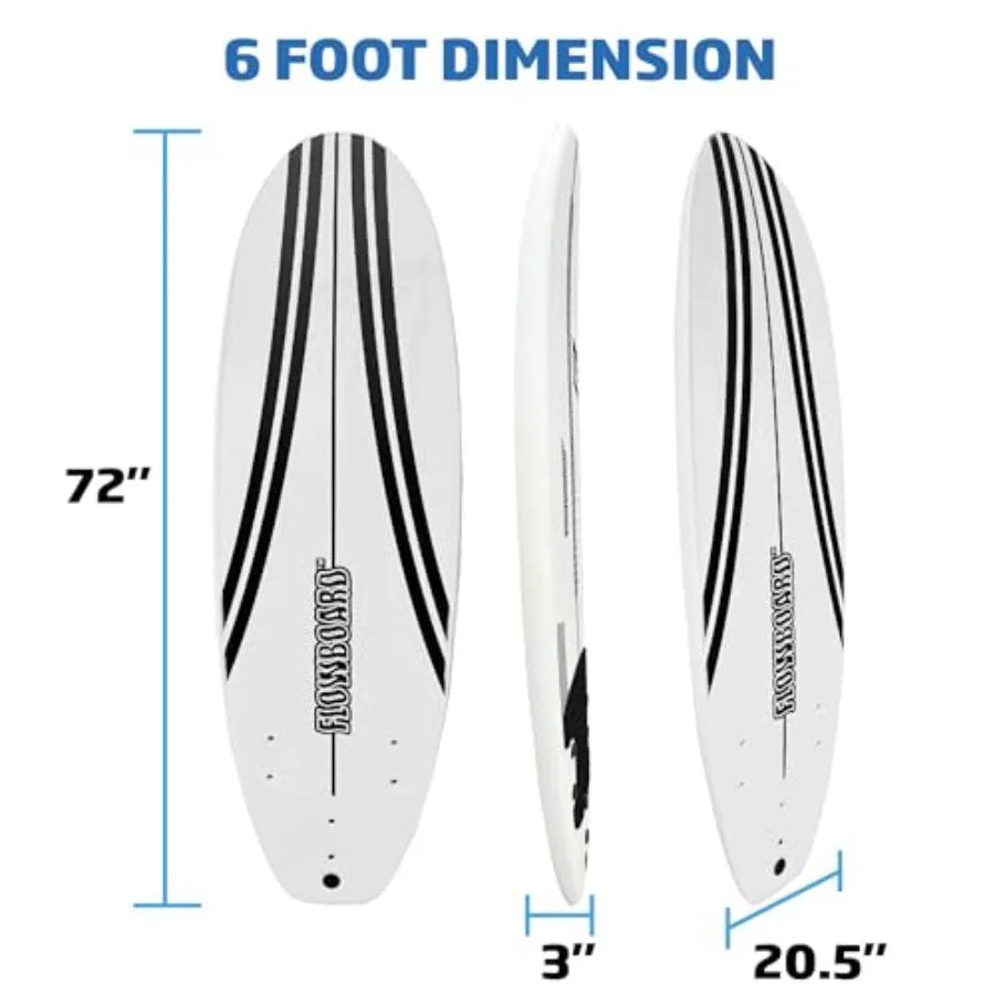 Surfboard Softboard Foam with 3 Fins 6' Foot Leash and 2 Wood Stringers Inside Board Available in 6' and 7' Short Boa